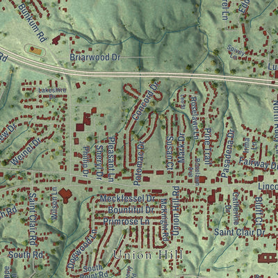 Second close-up of the map of Fairview Heights, Illinois print showing more streets and buildings