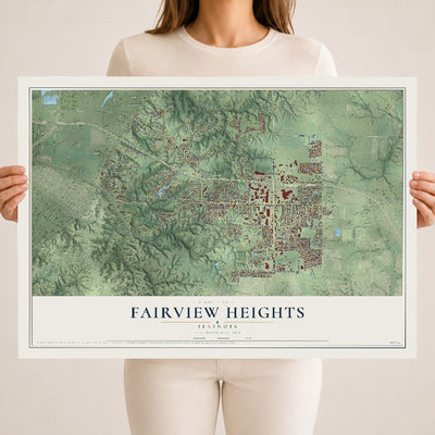 Map of Fairview Heights, Illinois, 18 x 24 inch unframed archival matte print