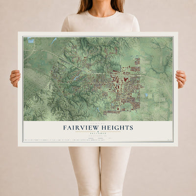 Map of Fairview Heights, Illinois, 24 x 36 inch unframed archival matte print