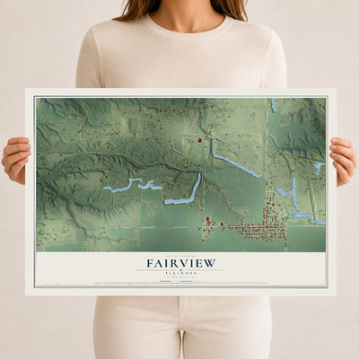 Map of Fairview, Illinois, 12 x 18 inch unframed archival matte print