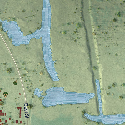 Close-up of the map of Fairview, Illinois print showing street and building detail