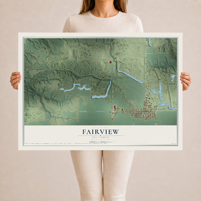 Map of Fairview, Illinois, 24 x 36 inch unframed archival matte print