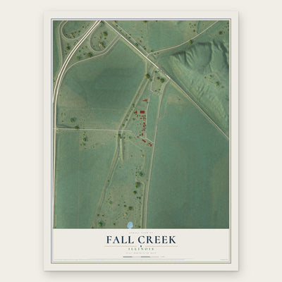 Fall Creek, Illinois map print, the full design