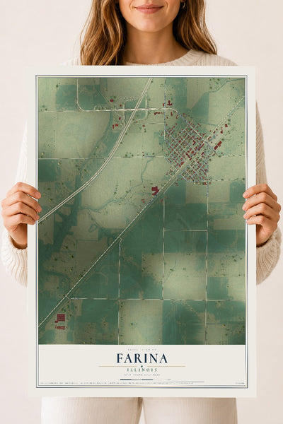 Map of Farina, Illinois, 18 x 24 inch unframed archival matte print