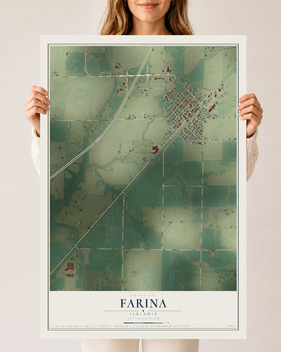 Map of Farina, Illinois, 24 x 36 inch unframed archival matte print