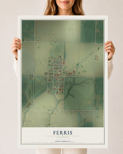 Map of Ferris, Illinois, 24 x 36 inch unframed archival matte print