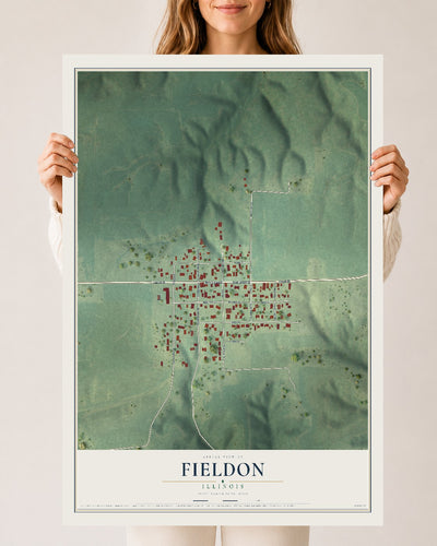 Map of Fieldon, Illinois, 24 x 36 inch unframed archival matte print