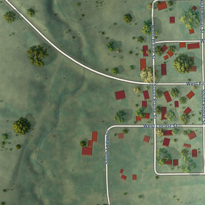 Second close-up of the map of Fillmore, Illinois print showing more streets and buildings