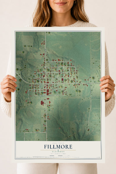 Map of Fillmore, Illinois, 18 x 24 inch unframed archival matte print