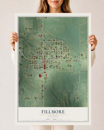 Map of Fillmore, Illinois, 24 x 36 inch unframed archival matte print