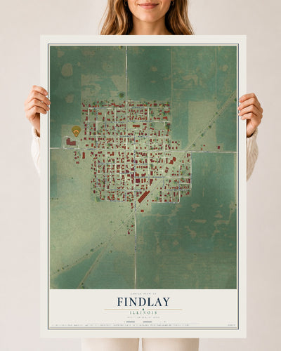 Map of Findlay, Illinois, 24 x 36 inch unframed archival matte print