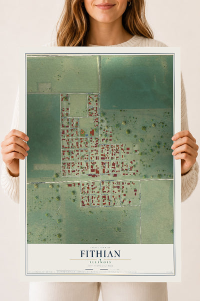 Map of Fithian, Illinois, 18 x 24 inch unframed archival matte print
