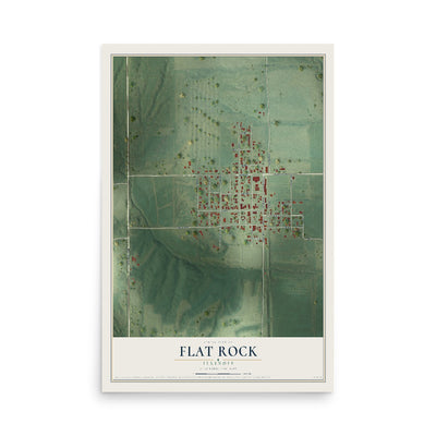 Map of Flat Rock, Illinois, 12 x 18 inch unframed archival matte print