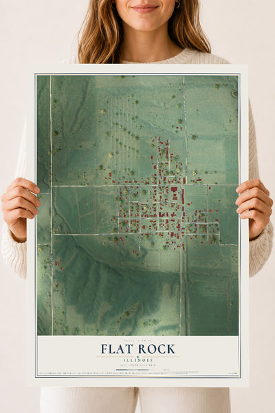 Map of Flat Rock, Illinois, 18 x 24 inch unframed archival matte print
