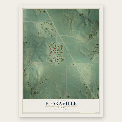 Floraville, Illinois map print, the full design