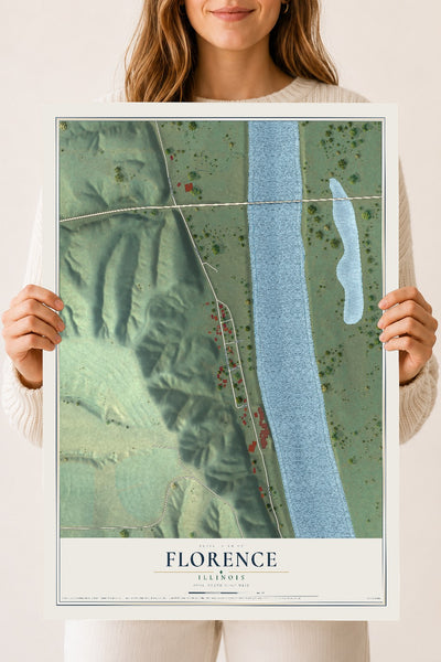 Map of Florence, Illinois, 18 x 24 inch unframed archival matte print
