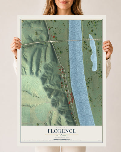 Map of Florence, Illinois, 24 x 36 inch unframed archival matte print