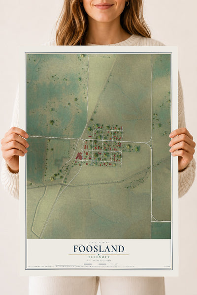 Map of Foosland, Illinois, 18 x 24 inch unframed archival matte print