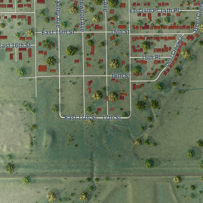 Second close-up of the map of Ford Heights, Illinois print showing more streets and buildings