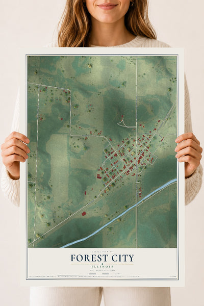 Map of Forest City, Illinois, 18 x 24 inch unframed archival matte print