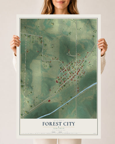 Map of Forest City, Illinois, 24 x 36 inch unframed archival matte print