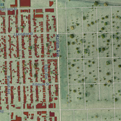 Second close-up of the map of Forest Park, Illinois print showing more streets and buildings