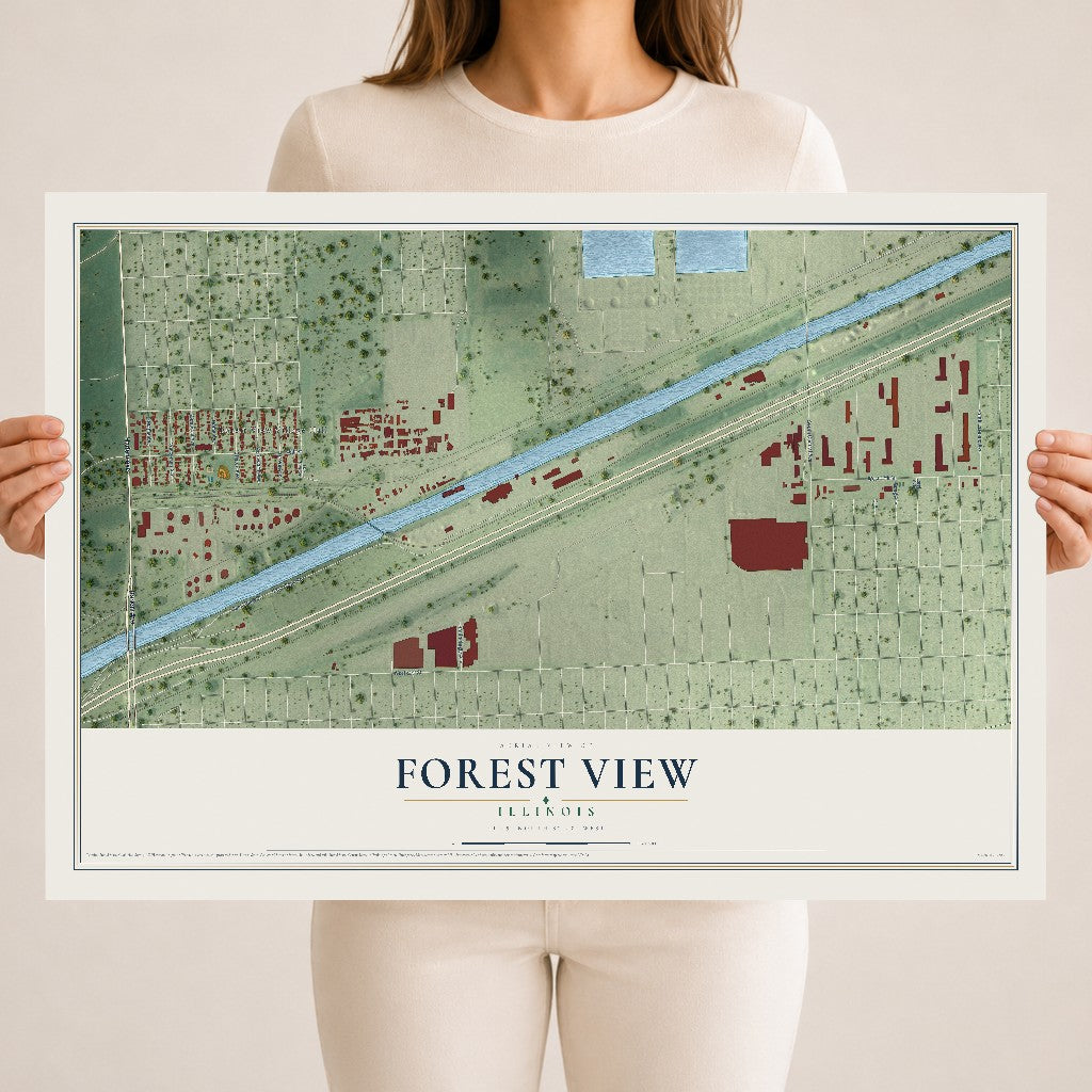Map of Forest View, Illinois, 18 x 24 inch unframed archival matte print