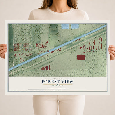 Map of Forest View, Illinois, 18 x 24 inch unframed archival matte print