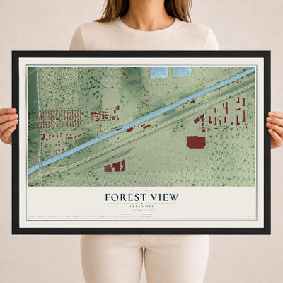 Map of Forest View, Illinois, 18 x 24 inch print in a black wood frame