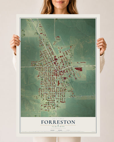 Map of Forreston, Illinois, 24 x 36 inch unframed archival matte print