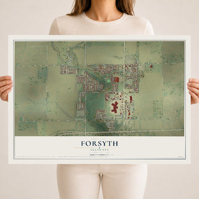 Map of Forsyth, Illinois, 18 x 24 inch unframed archival matte print