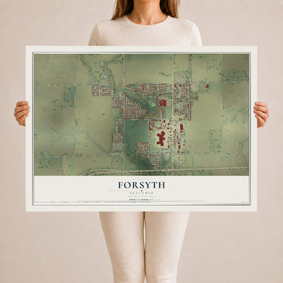 Map of Forsyth, Illinois, 24 x 36 inch unframed archival matte print