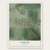 Fowler, Illinois map print, the full design
