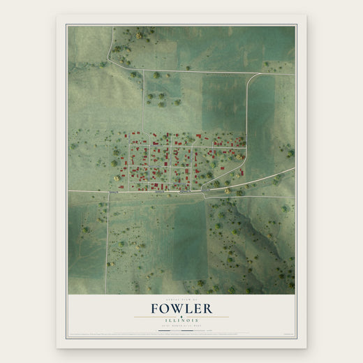 Fowler, Illinois map print, the full design
