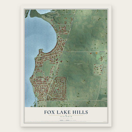 Fox Lake Hills, Illinois map print, the full design