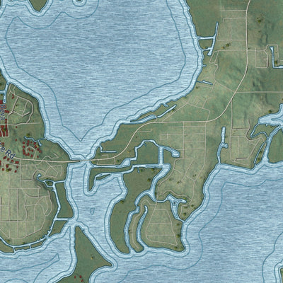 Second close-up of the map of Fox Lake, Illinois print showing more streets and buildings