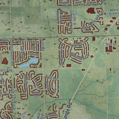 Close-up of the map of Frankfort, Illinois print showing street and building detail