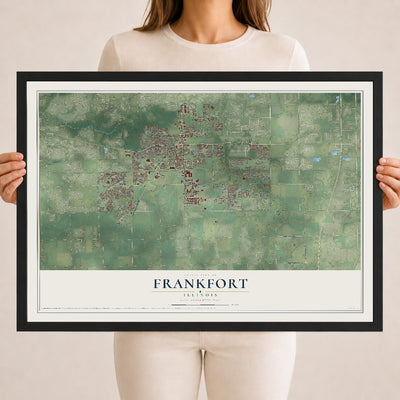 Map of Frankfort, Illinois, 18 x 24 inch print in a black wood frame