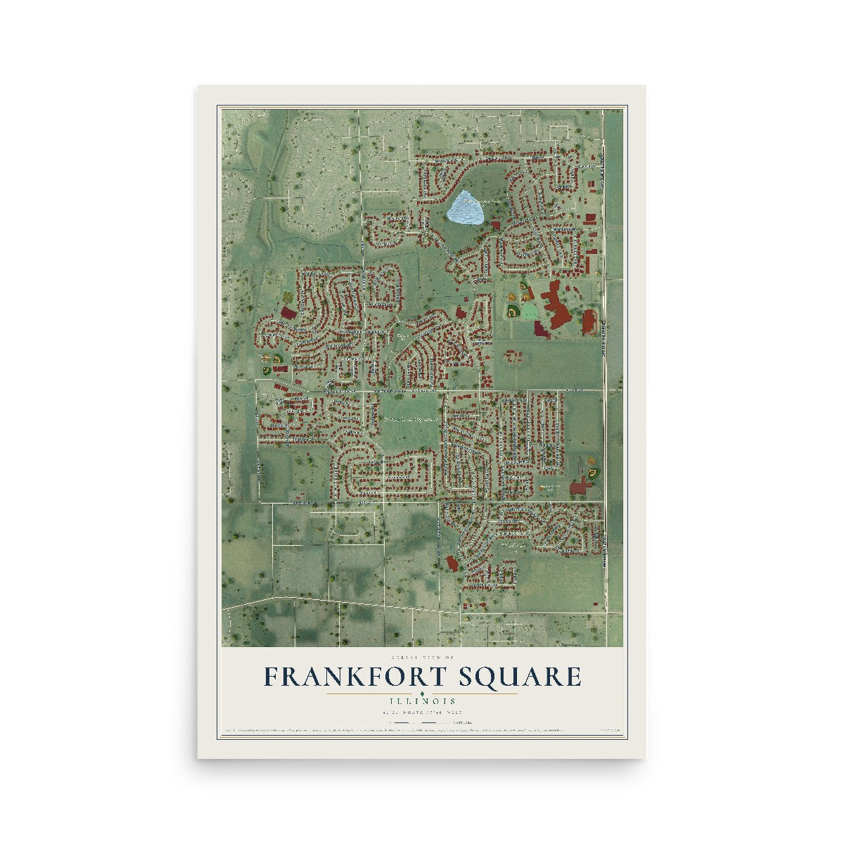 Map of Frankfort Square, Illinois, 12 x 18 inch unframed archival matte print