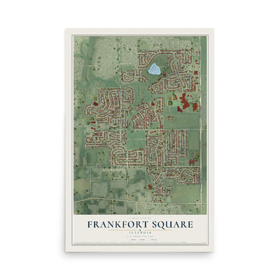 Map of Frankfort Square, Illinois, 12 x 18 inch unframed archival matte print