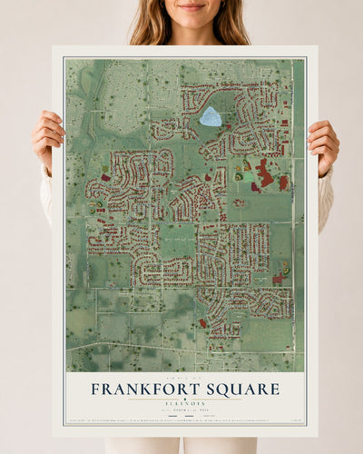 Map of Frankfort Square, Illinois, 24 x 36 inch unframed archival matte print