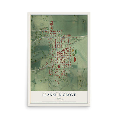 Map of Franklin Grove, Illinois, 12 x 18 inch unframed archival matte print