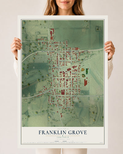 Map of Franklin Grove, Illinois, 24 x 36 inch unframed archival matte print