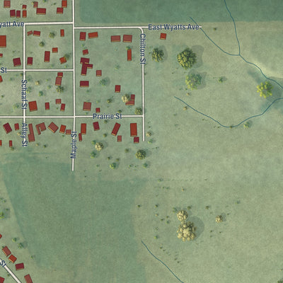 Second close-up of the map of Franklin, Illinois print showing more streets and buildings