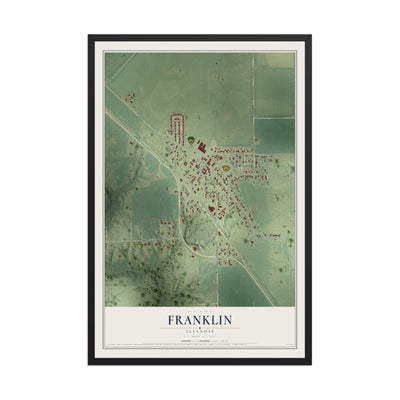Map of Franklin, Illinois, 12 x 18 inch print in a black wood frame