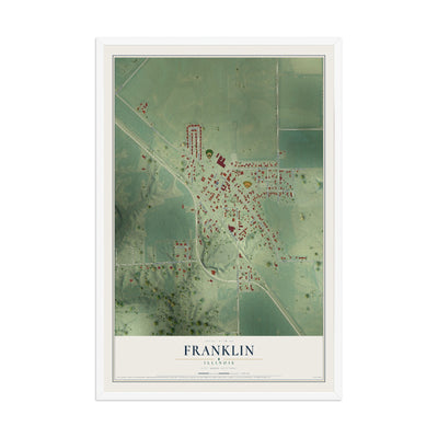 Map of Franklin, Illinois, 12 x 18 inch print in a white wood frame