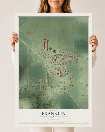 Map of Franklin, Illinois, 24 x 36 inch unframed archival matte print