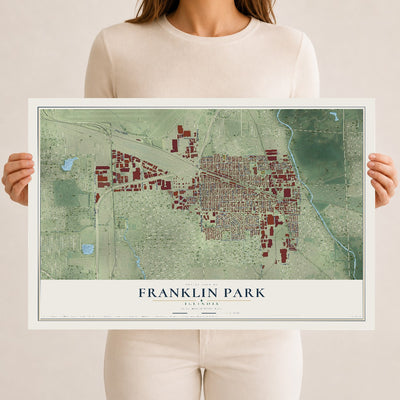 Map of Franklin Park, Illinois, 12 x 18 inch unframed archival matte print