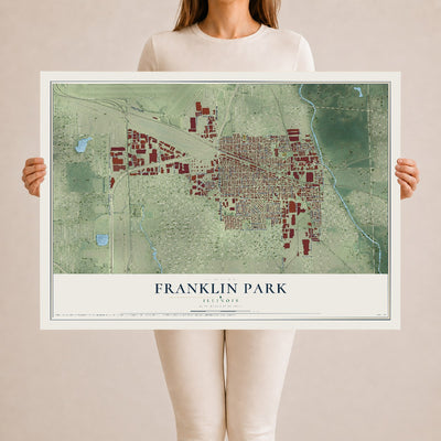 Map of Franklin Park, Illinois, 24 x 36 inch unframed archival matte print