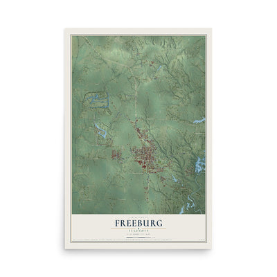 Map of Freeburg, Illinois, 12 x 18 inch unframed archival matte print